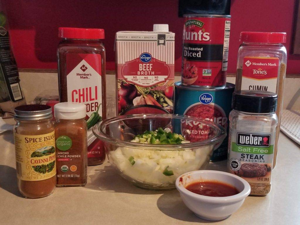 Ingredients for smoked chili